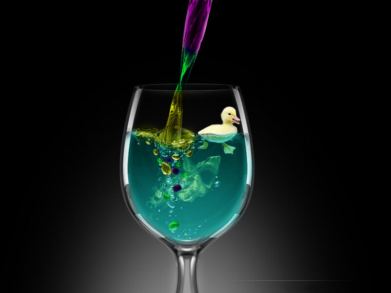 duck in a wine glass