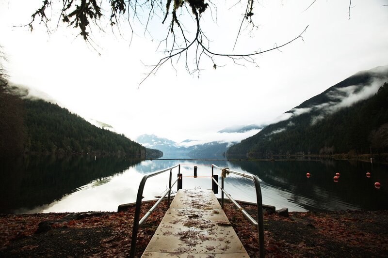 Duck Lake dock with mountains