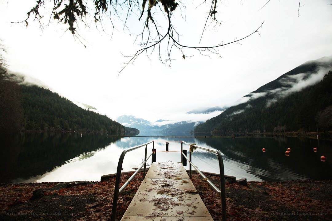 Duck Lake dock with mountains