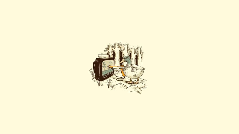 Duck Playing Video Game — Beige