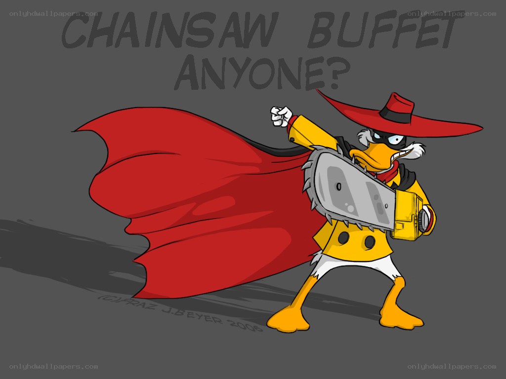Duck with chainsaw