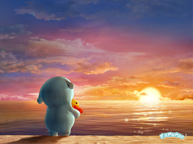 duckling watching sunset