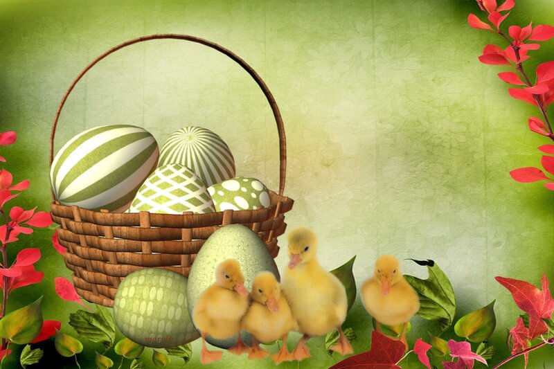 Ducklings with Easter Basket