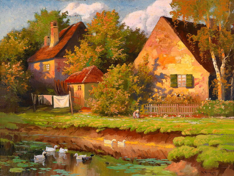 Ducks in a Pond — Green, Serene, Afternoon