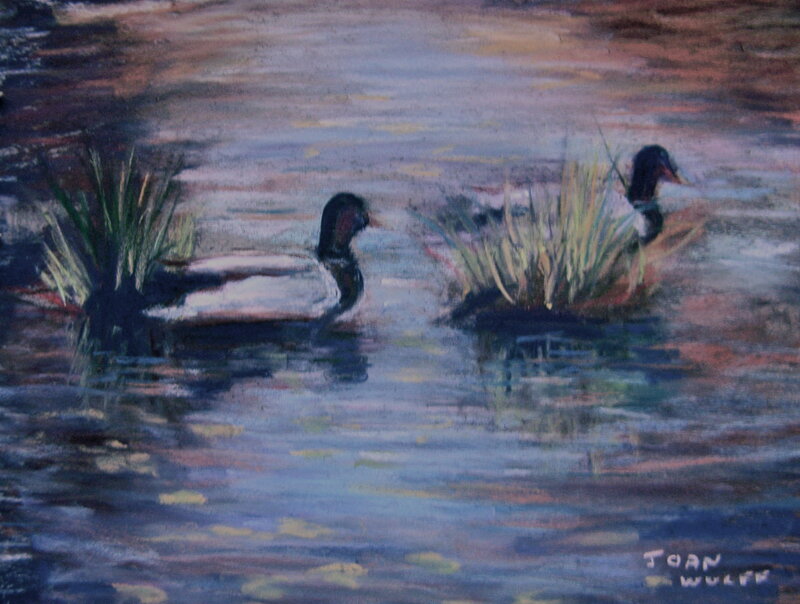 Ducks in a pond painting
