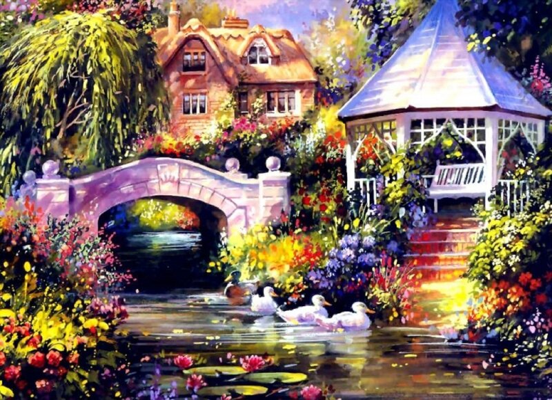 Ducks in Garden Pond