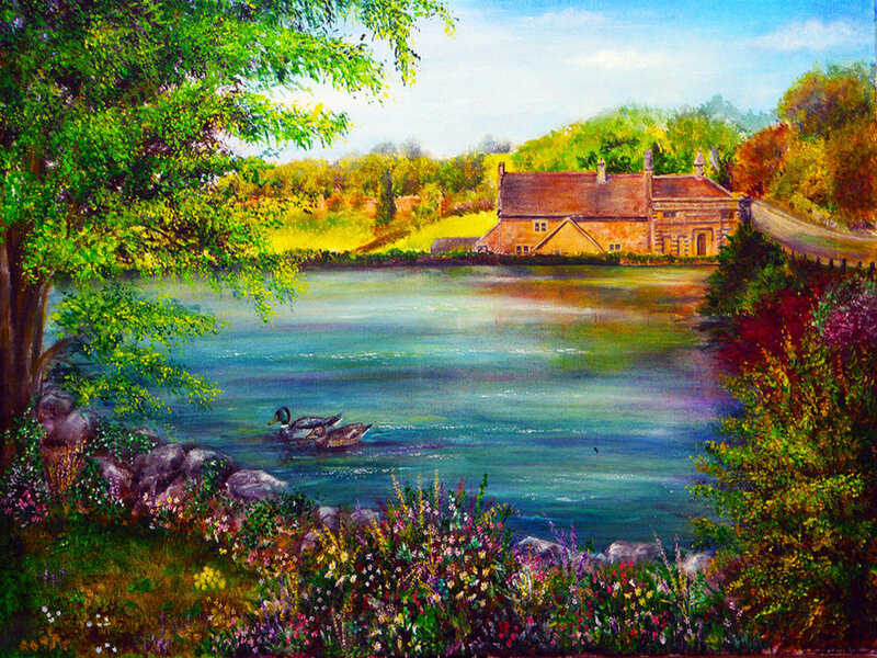 Ducks on a Lake — Green, Serene, Afternoon