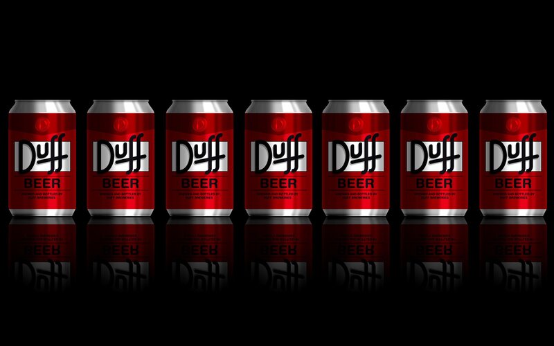 Duff Beer cans in a row