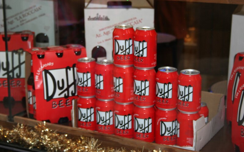 Duff Beer cans on display