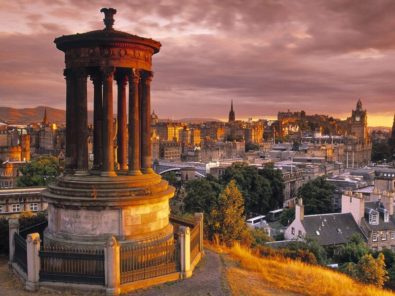 Dugald Stewart Monument at sunset