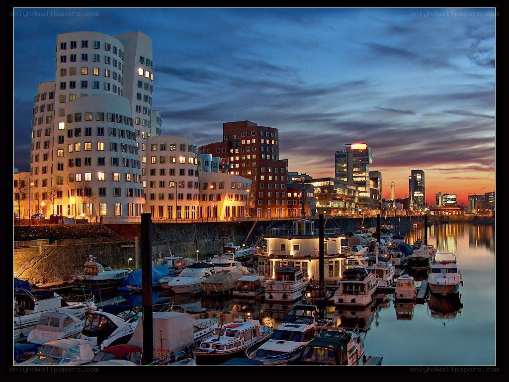 Duisburg harbor at dusk