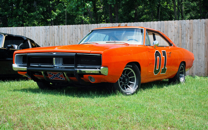 Duke of Hazzard car on grass