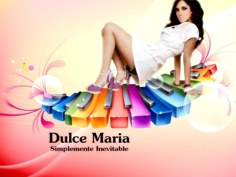 Dulce Maria on rainbow piano