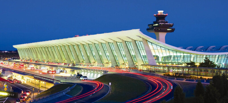 Dulles International Airport at dusk