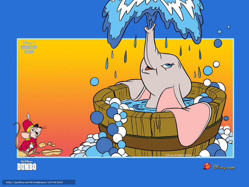 Dumbo taking a bath