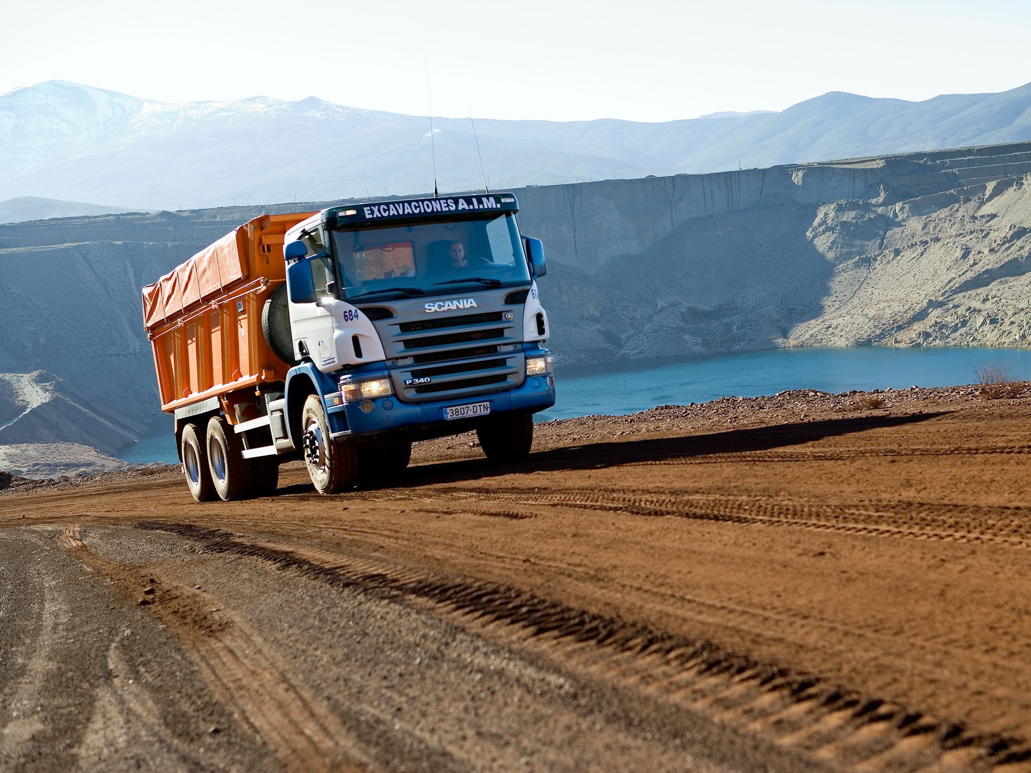 Dump truck at quarry site