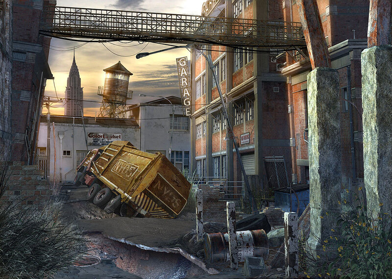 Dump Truck in Alley