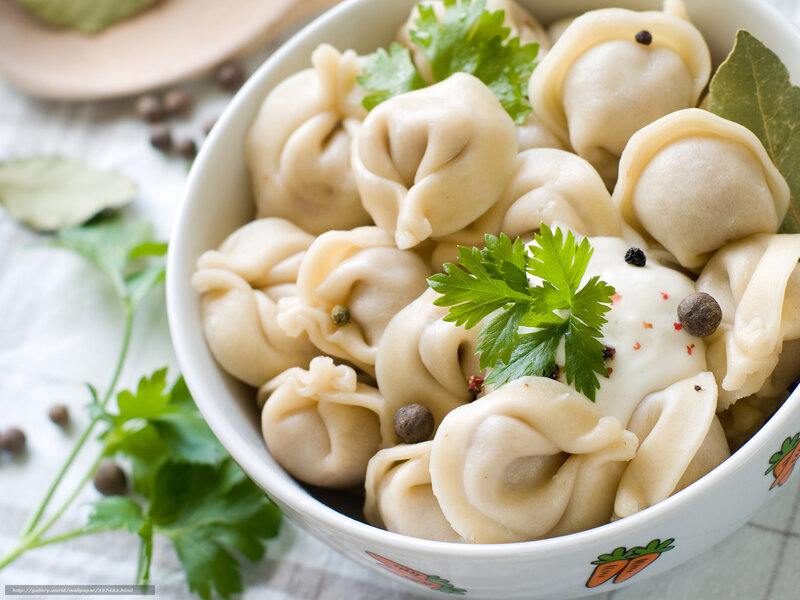 Dumplings in a Bowl — White, Appetizing