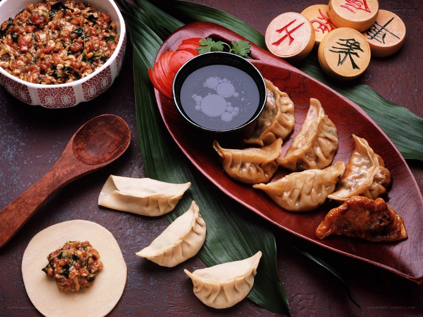 Dumplings with dipping sauce