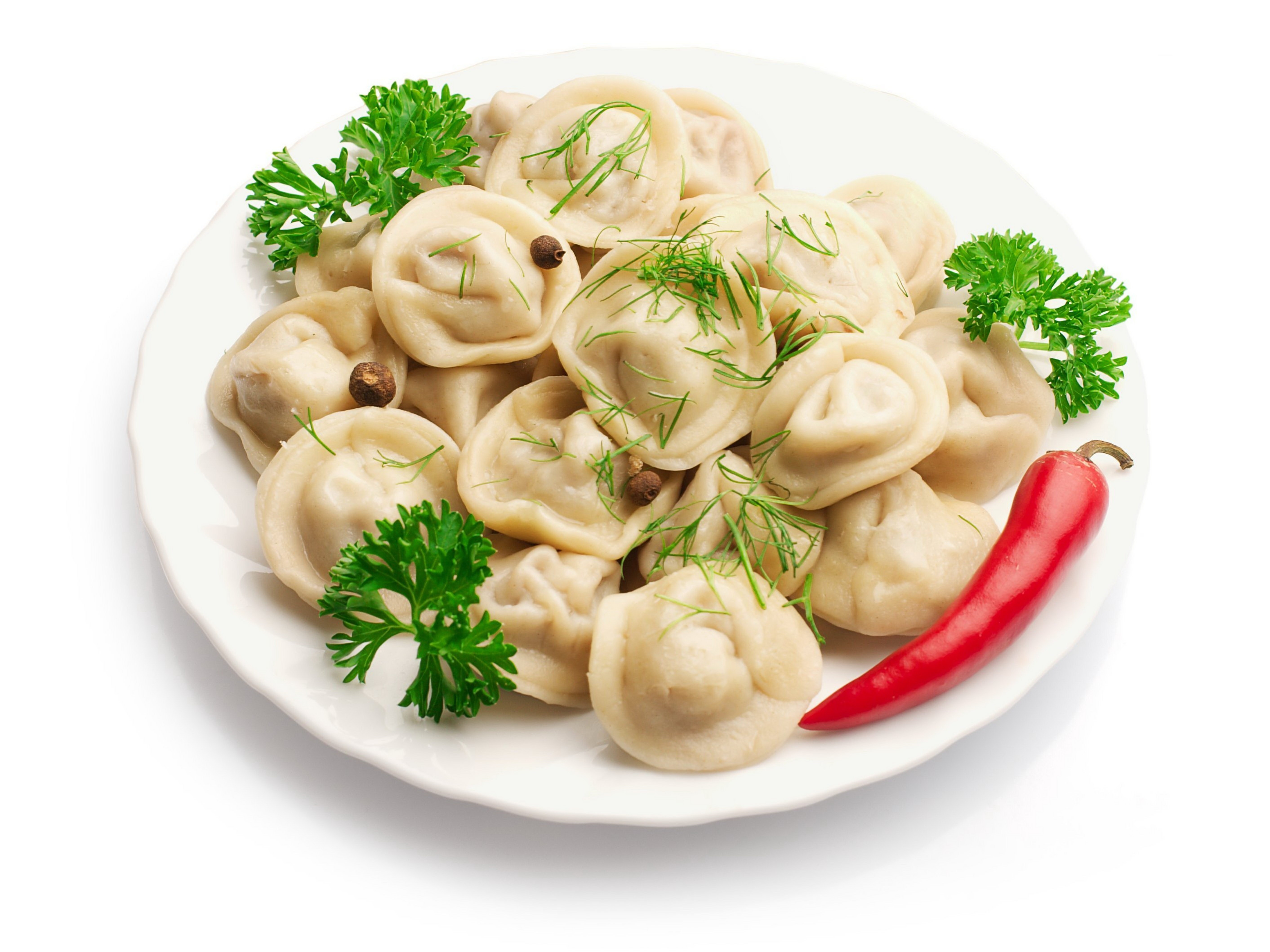 Dumplings with herbs and chili