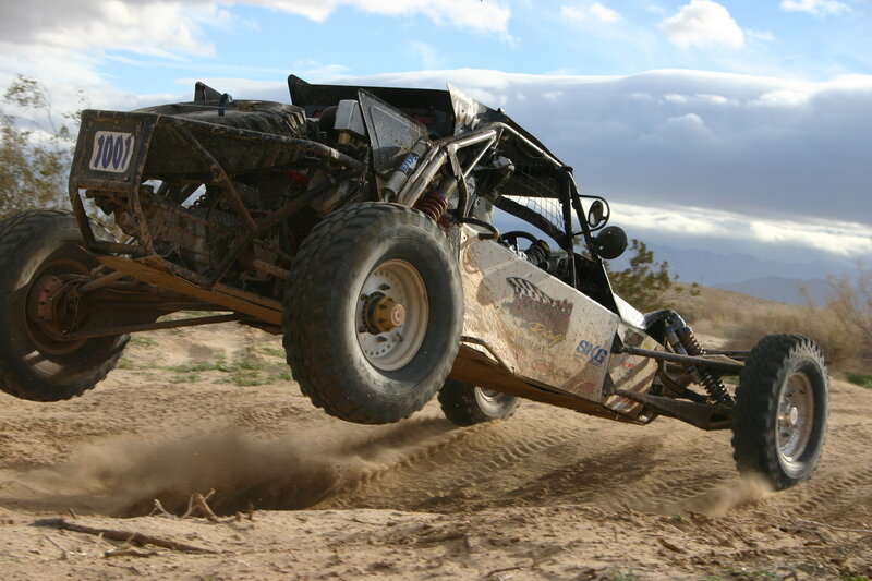 dune buggy in mid-air jump