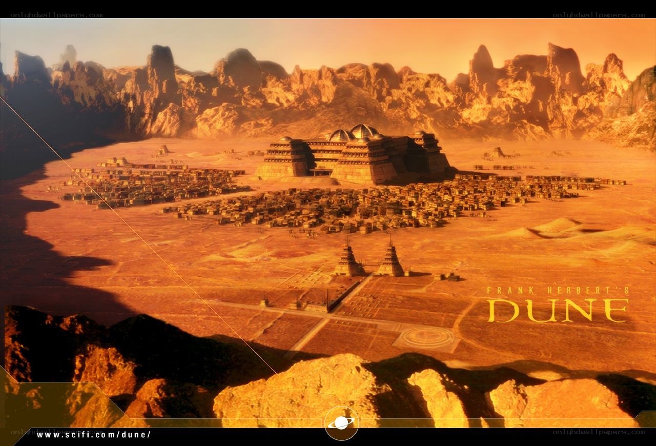 Dune cityscape at sunset