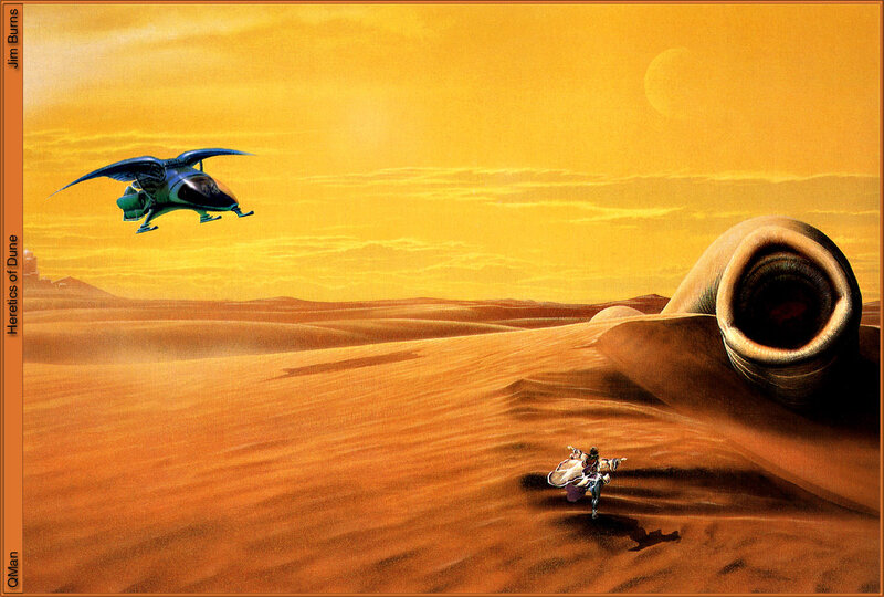 Dune desert scene with sandworm