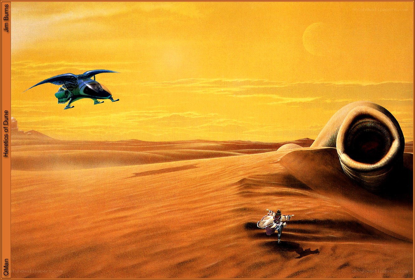 Dune desert scene with sandworm