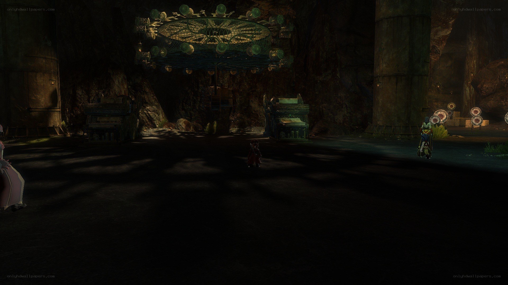 dungeon interior with characters