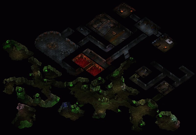 dungeon map with red room