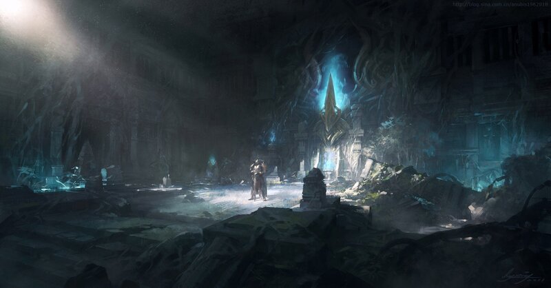 dungeon with glowing artifact