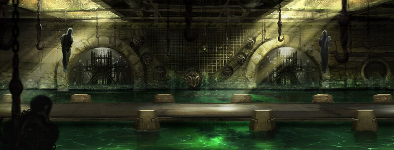 Dungeon with Green Water — Dark, Ominous