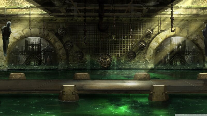 dungeon with green water