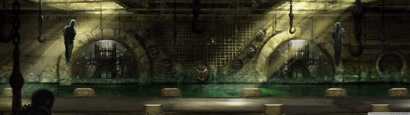dungeon with hanging figures