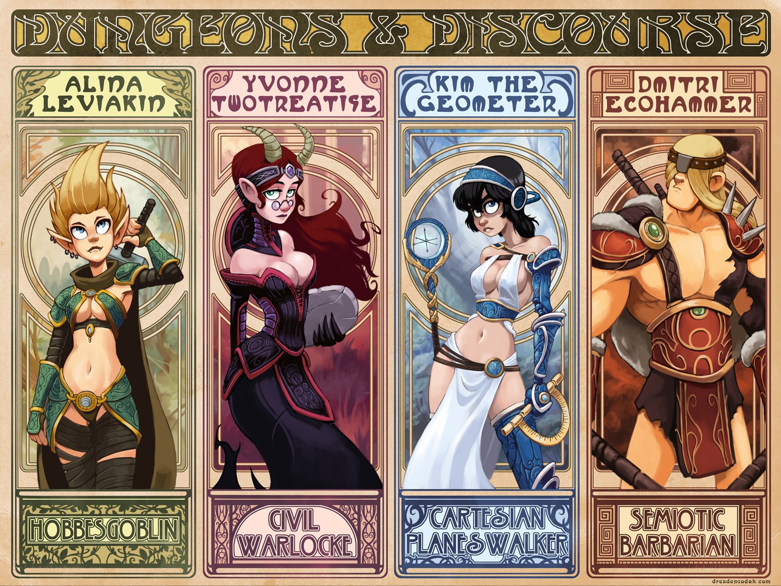 Dungeons & Discourse character cards
