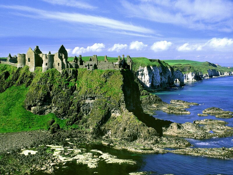 Dunluce Castle on coastal cliffs
