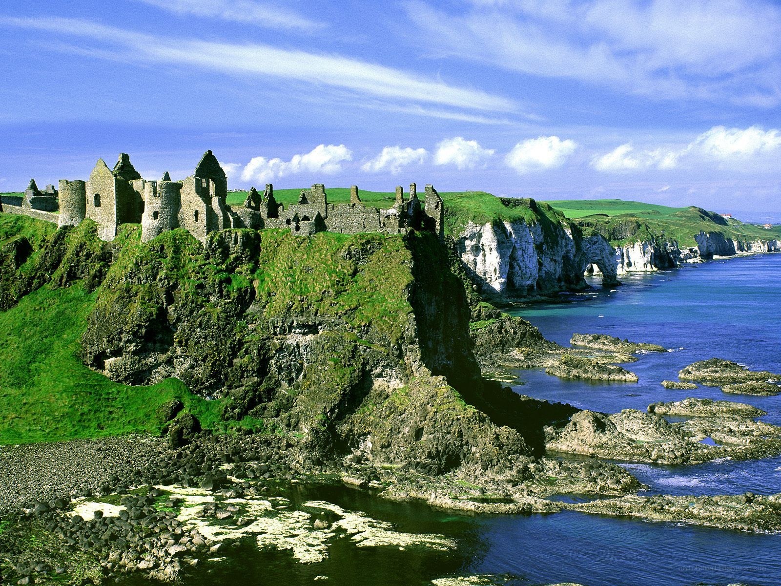 Dunluce Castle on coastal cliffs