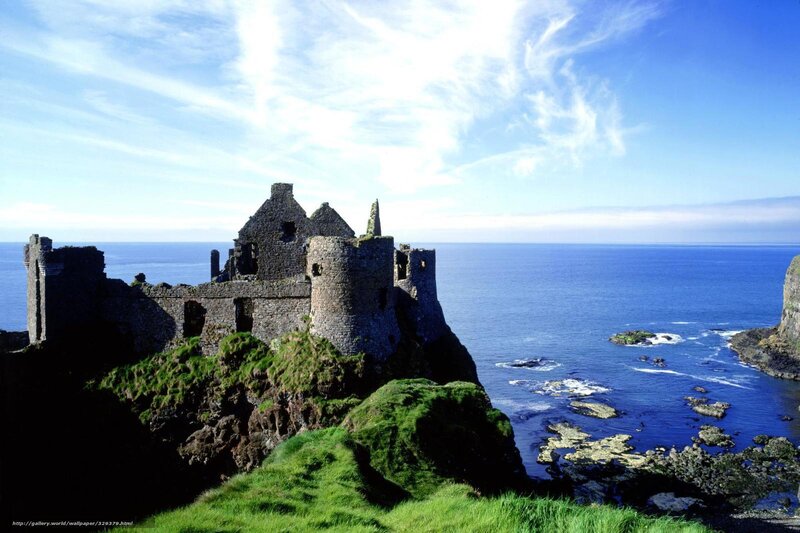 Dunluce Castle ruins by the sea