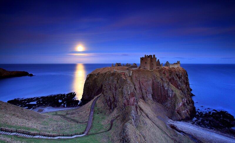 Dunnottar Castle at Night — Blue, Serene