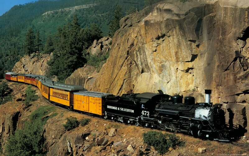 Durango and Silverton train in mountains
