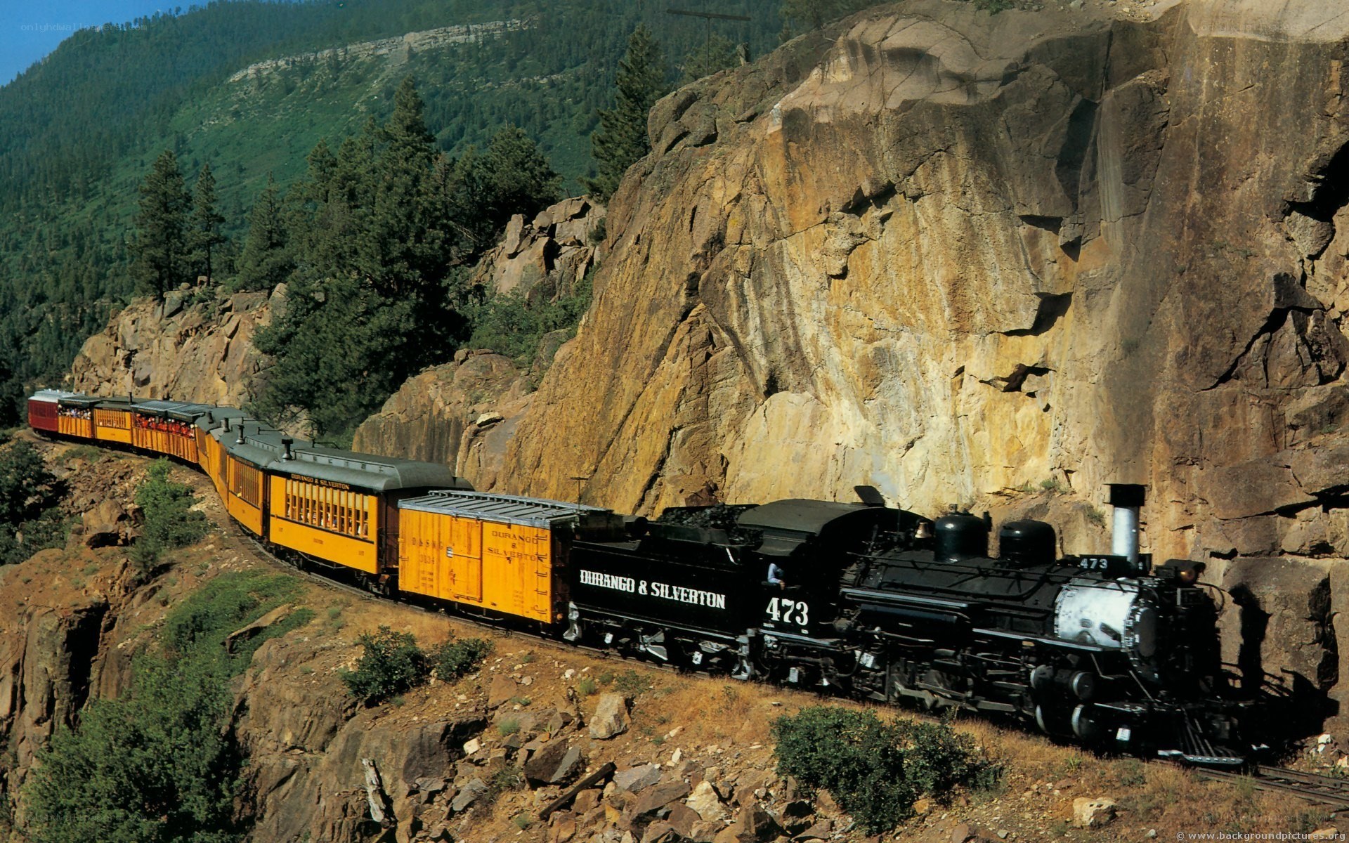 Durango and Silverton train in mountains