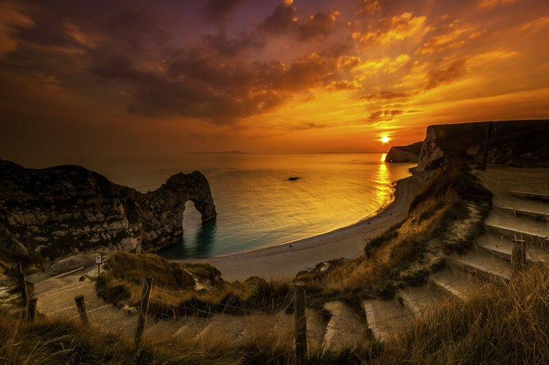 Durdle Door Arch at Sunset — Orange