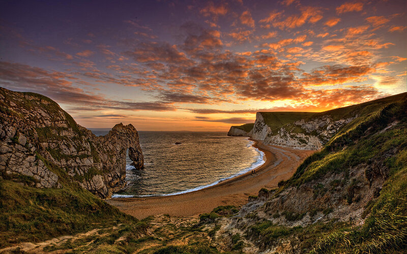 Durdle Door Arch — Orange, Dramatic, Sunset