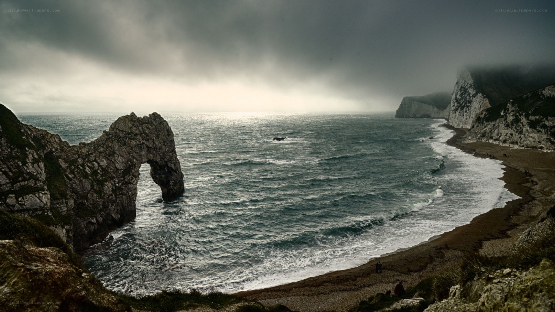 Durdle Door on a stormy day