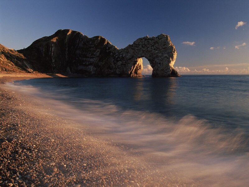 Durdle Door rock arch at sunset
