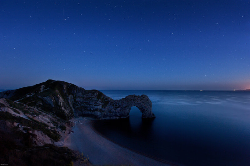 Durdle Door Rock Arch — Blue, Serene, Night