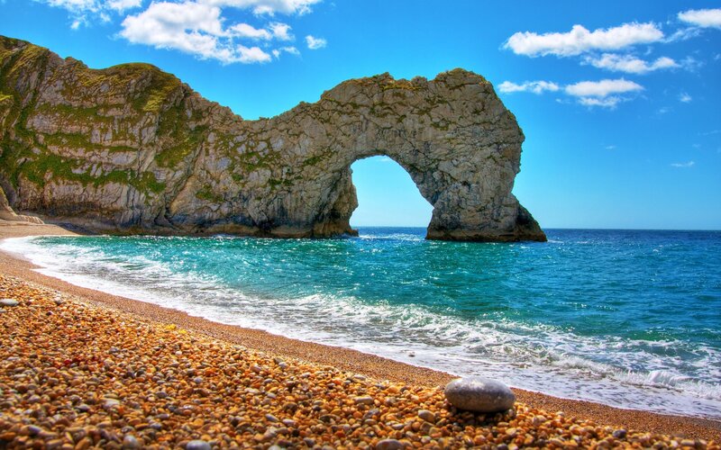 Durdle Door Rock Arch — Blue, Serene