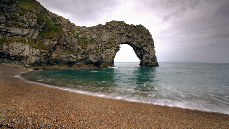 Durdle Door Rock Arch — Brown, Dramatic, Photograph, Beach, Sea, Cliff
