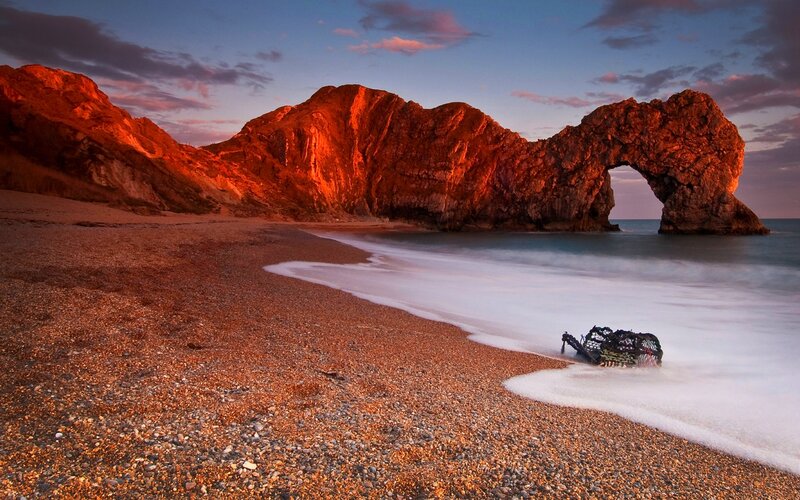 Durdle Door Rock Arch — Orange, Dramatic