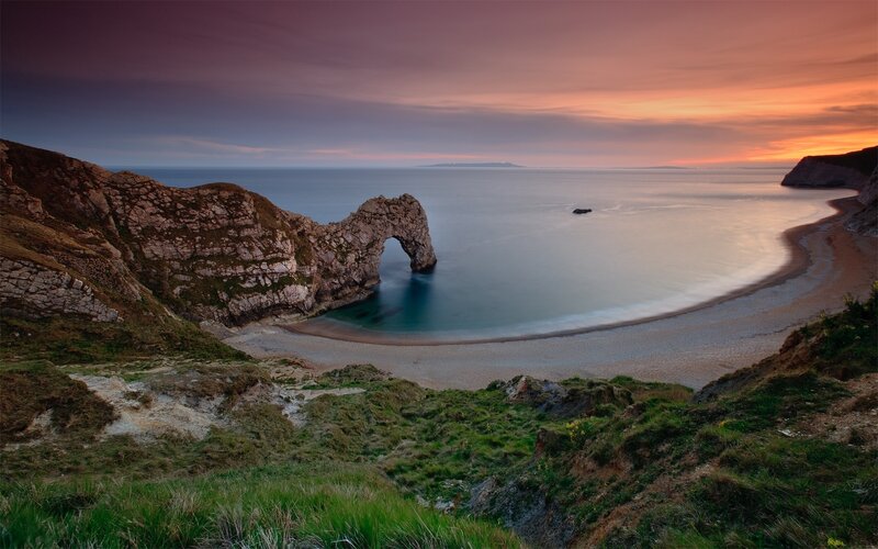 Durdle Door Rock Arch — Orange, Serene